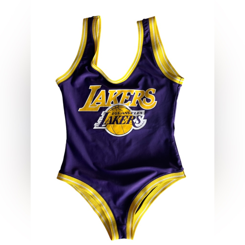 Los Angeles Lakers Ofcl NBA Womens Bodysuit Purple Sleeveless Skinsuit